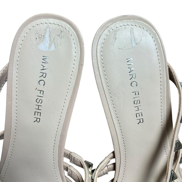 Marc Fisher Nude Beige Jonni Studded Pointy Toe Kitten Heels Size 8 - Picture 8 of 13